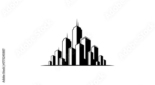 City skyline silhouette with transparent background