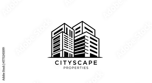 Foto Cityscape buildings outline logo with transparent background
