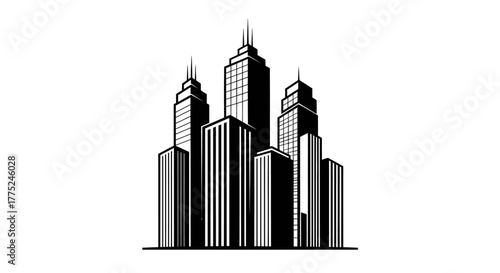 Modern city skyline with transparent background