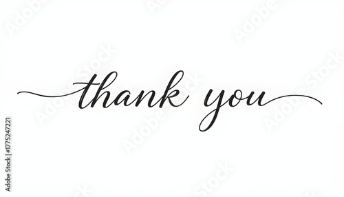 Elegant black script 'thank you' message on a clean white background, conveying gratitude and appreciation.