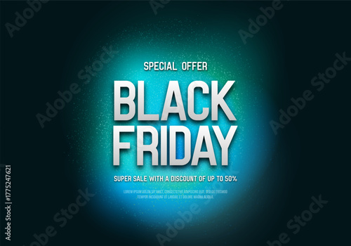 Black Friday banner. Blurred grainy blob with discount offer. Marketing advertisement and online store concept. Promotion sale poster. Vector illustration.