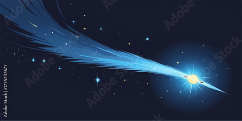 Abstract blue background design featuring bright glowing stars representing a vibrant cosmic sky or galaxy
