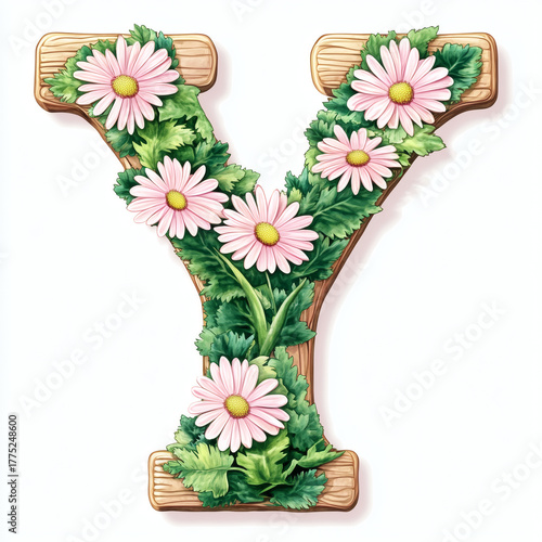 floral alphabet letter Y