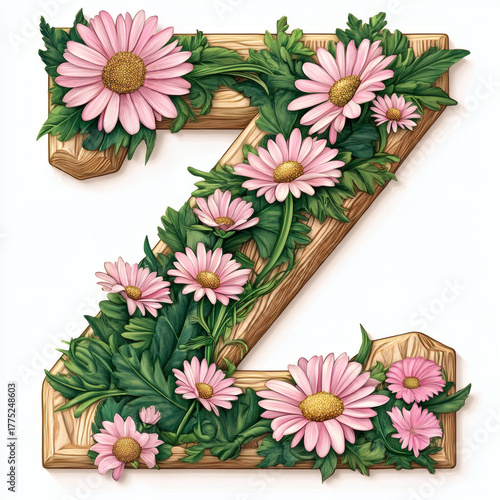 floral alphabet letter Z