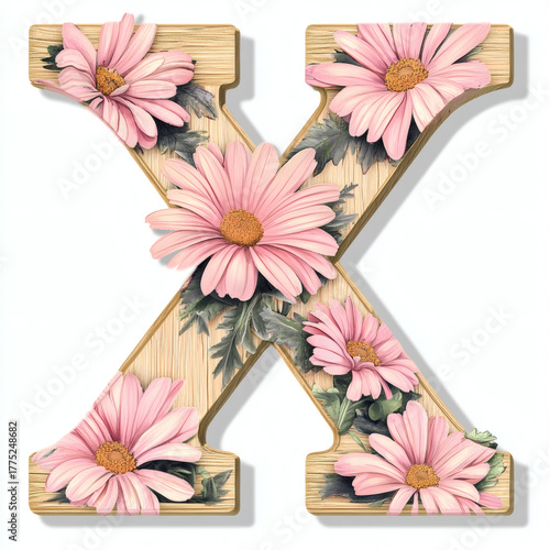 floral alphabet letter X