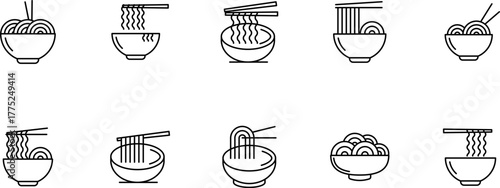 collection of ramen icons Japanese food
