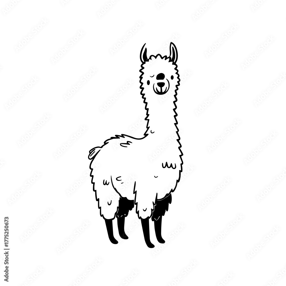 Obraz premium llama. llama simple black and white line art vector logo