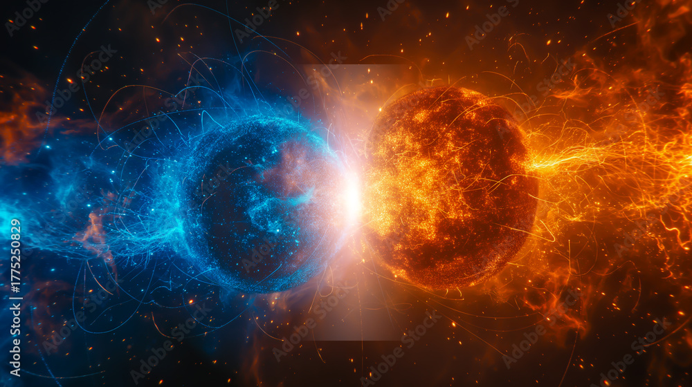 Obraz premium 未来のフュージョンエネルギー、核融合反応のイメージ