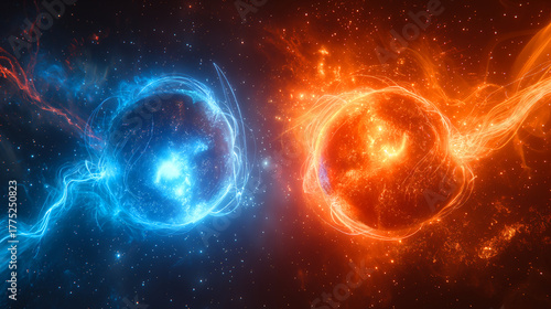 未来のフュージョンエネルギー、核融合反応のイメージ