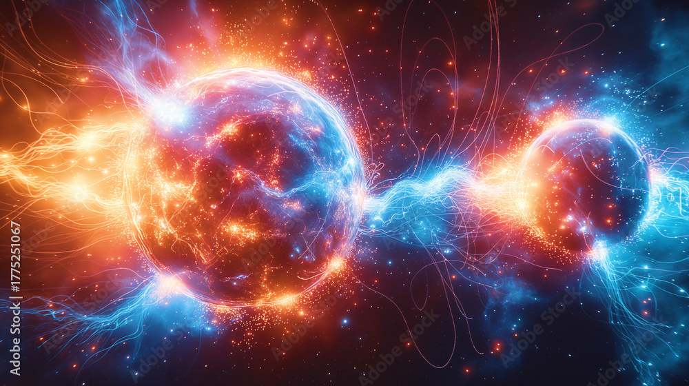 Obraz premium 未来のフュージョンエネルギー、核融合反応のイメージ