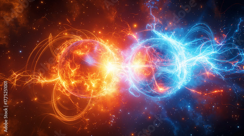 未来のフュージョンエネルギー、核融合反応のイメージ