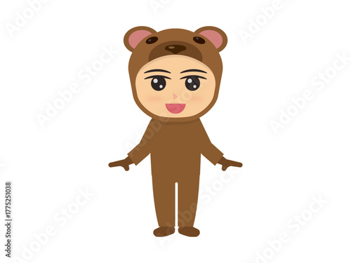 クマの着ぐるみスーツを着た人