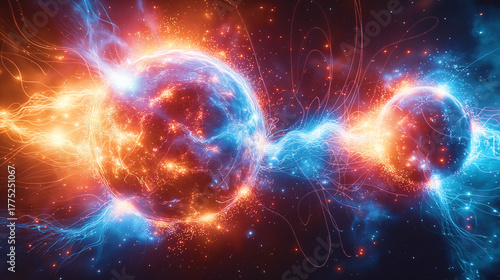 未来のフュージョンエネルギー、核融合反応のイメージ