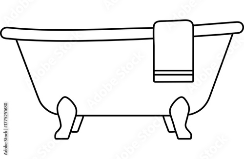  Bathtub and washcloth line art
