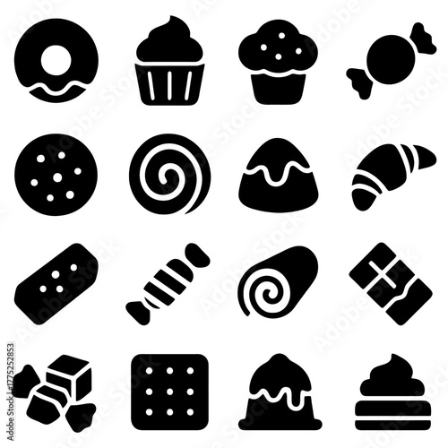 Sweet Temptations: A delicious collection of desserts, meticulously illustrated, each a miniature masterpiece of sweetness and indulgence. A visual symphony for the dessert lover.