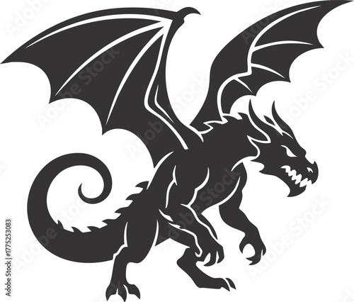 Dragon vector illustration, dragon icon, isolated on transparent background 