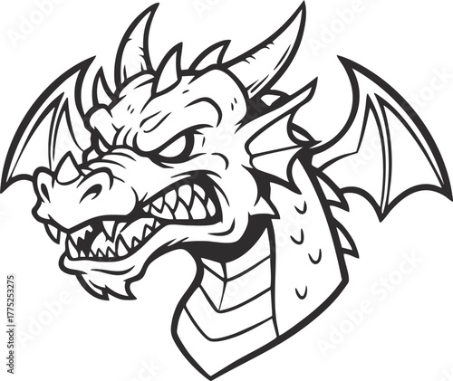 Dragon vector illustration, dragon icon, isolated on transparent background 