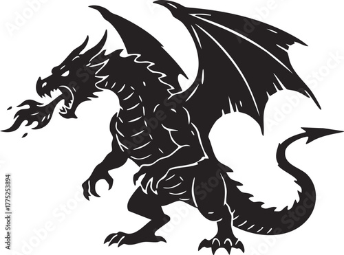 Dragon vector illustration, dragon icon, isolated on transparent background 