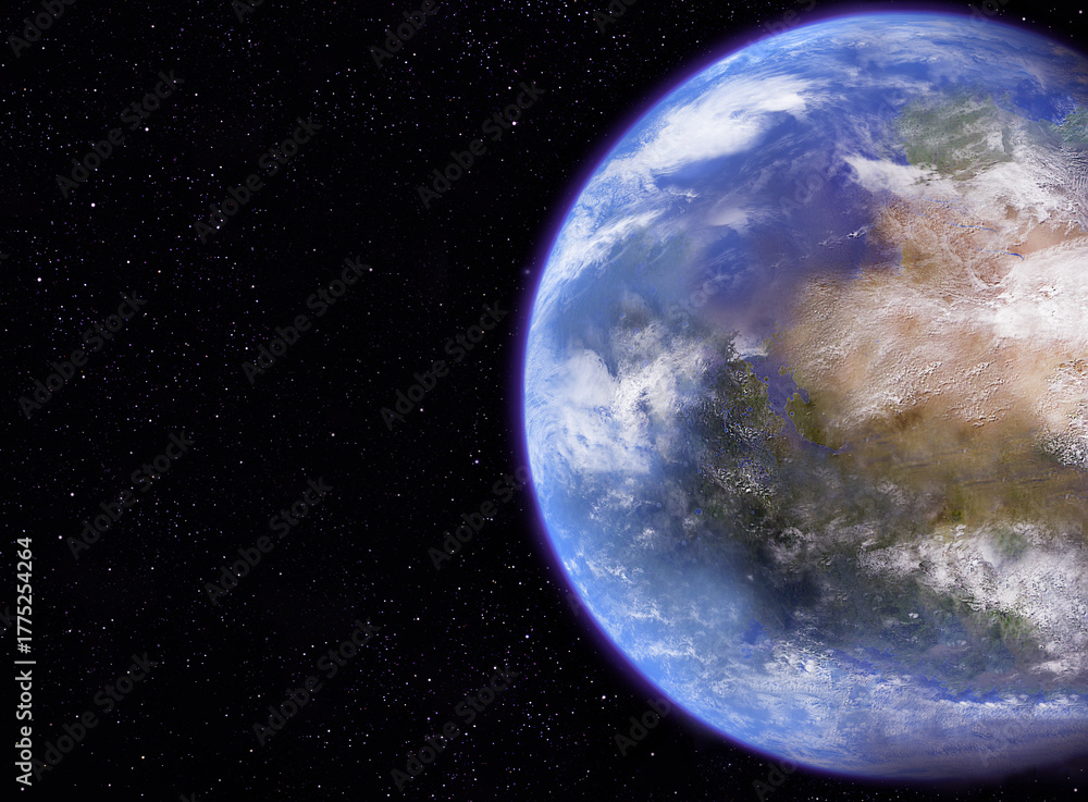 Fototapeta premium Planet earth rotating in space with a starry black background