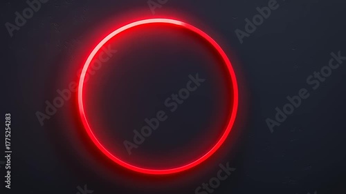 Abstract Neon Red Circle Light on Dark Background animation effect loop background