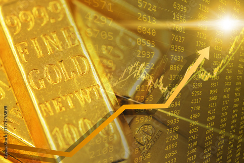 Gold Price Up, Gold spot change grow rising high level speculator take profit graphic concept