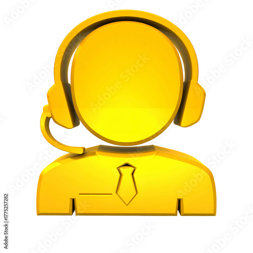 Golden icon of a person wearing a headset, ready to assist