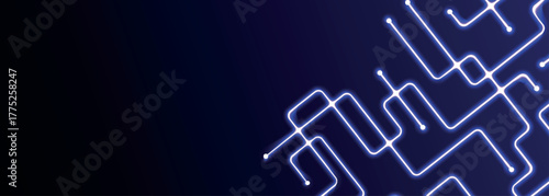 Dark blue gradient abstract background with connected glowing blue lines and dots. Modern and futuristic digital technology concept. Vector illustration.