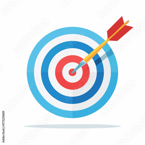 Arrow hitting the bullseye target, achieving goals and success.