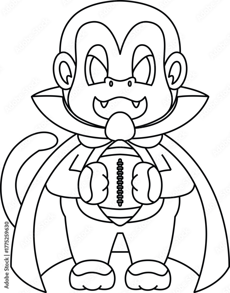 Obraz premium Monkey Halloween American Football Animal Vector Graphic Art Illustration