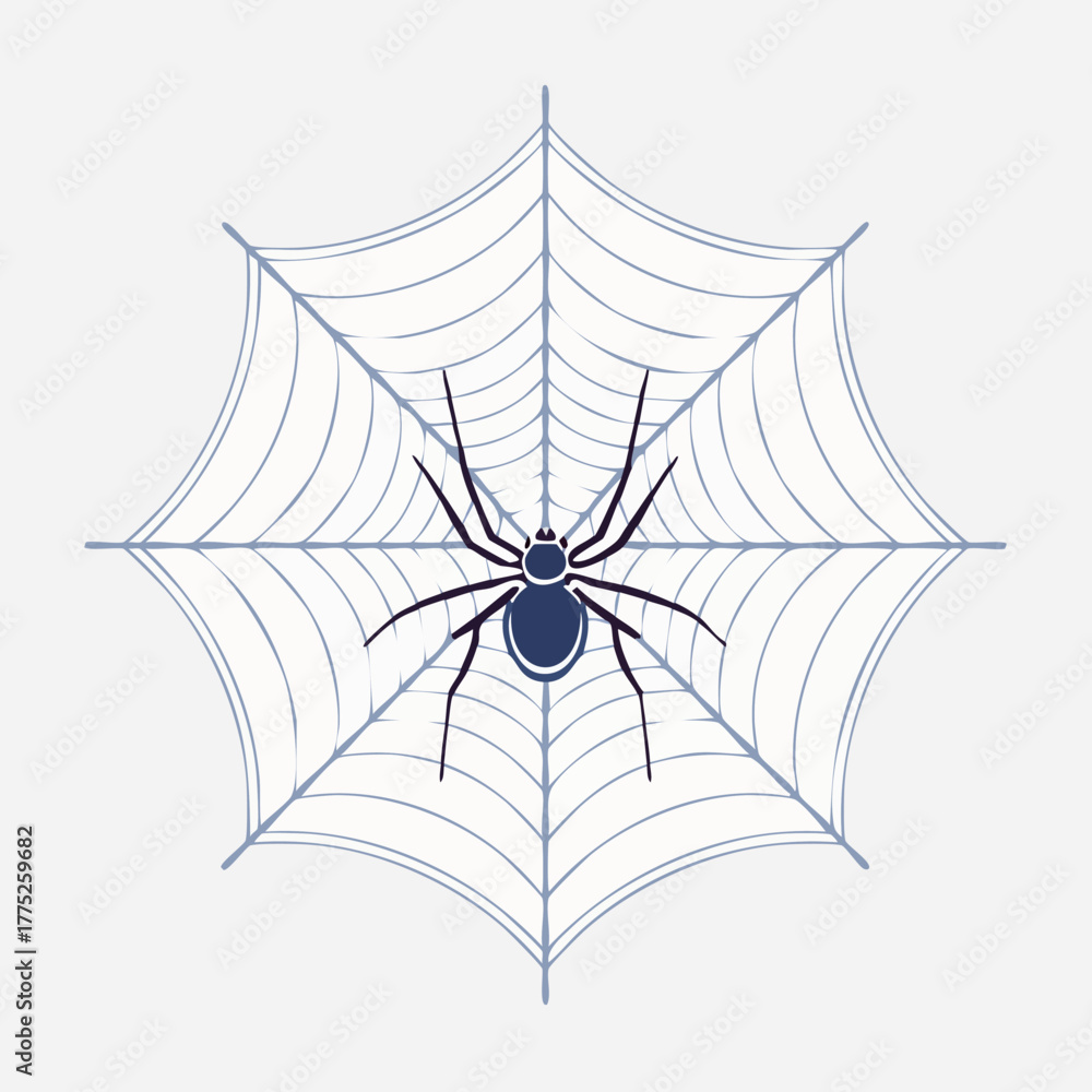 Obraz premium Spider in the center of its web, ready to hunt for prey.