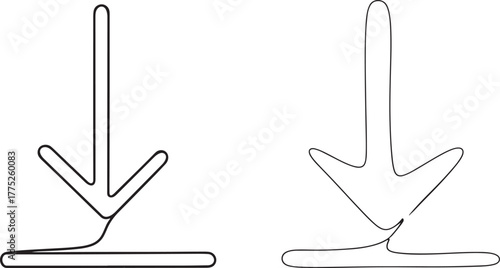 Two simple hand drawn arrow icons pointing downwards on a white background