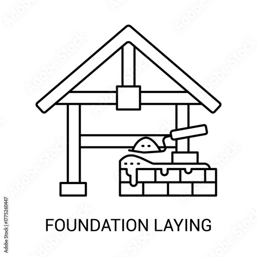 Building Foundation Construction Icon Editable Stroke
