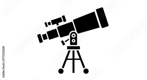 Simple black silhouette of a telescope on a tripod stand