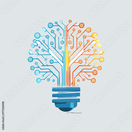 Creative lightbulb with circuit board design representing innovation.