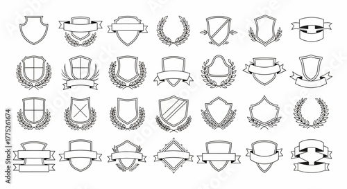A Collection of Vintage Emblem Shields and Laurel Wreaths Decorative Elements for Design Projects
