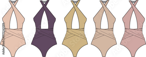 Stylish Swimsuit Designs A Diverse Collection of Trendy One-Piece Swimsuits in Various Colors and Styles