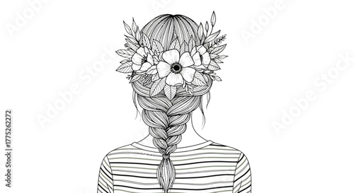 human head with a flower