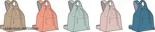 Stylish drawstring backpacks in various colors, perfect for everyday use and travel adventures
