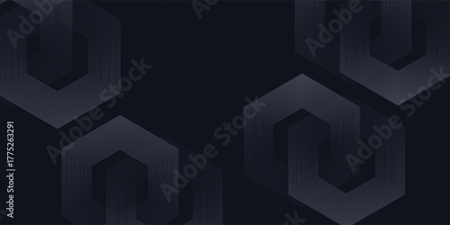 Modern render of illuminated gray colored corridor art modern pattern hexagon line
