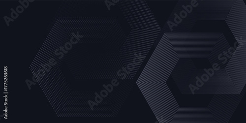 Modern render of illuminated gray colored corridor art modern pattern hexagon