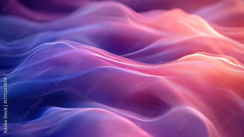 Fototapeta premium Abstract flowing waves in shades of purple pink and blue with smooth texture