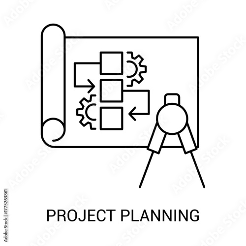 Construction Project Management Outline Icon Editable Stroke