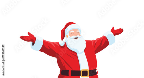 Merry Santa Claus with open arms welcoming the holiday season.