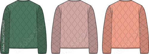 Quilted Sweater Fashion Green, Pink, and Peach Casual Outerwear Designs
