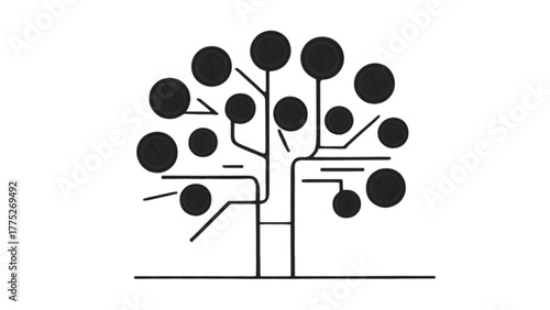 Abstract tree with circular elements and lines money