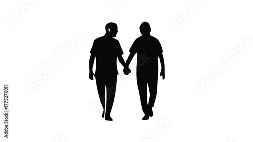 Silhouette of Two Men Holding Hands Walking couple