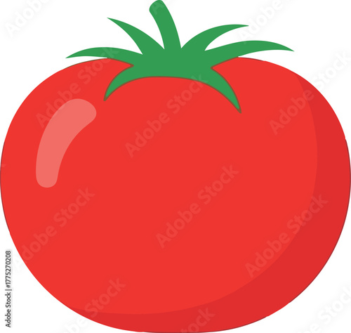 Vibrant red tomato isolated on white background
