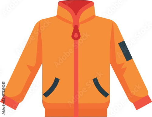 Orange fleece jacket with zipper and pockets