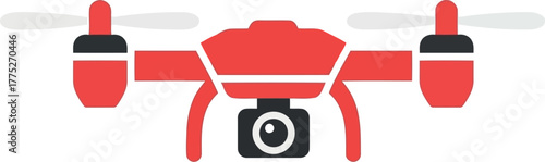 Red drone with camera icon