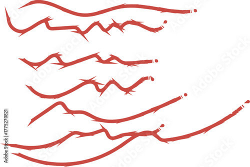 Stylized Red Brush Strokes on White Background Contemporary Design Element